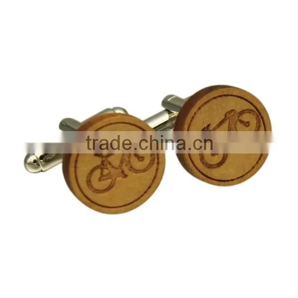 Fashion jewelry mens gift bicycle wooden cufflinks