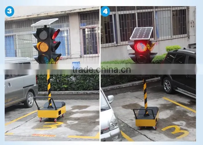 High quality 300mm four direction solar powered temporary led traffic signal light