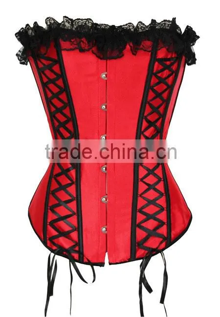 Wholesale Sexy Red Satin Corset With Tutu