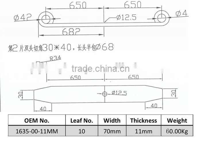 1635-00-11MM flat spring leaf spring for JAPAN AUTOMOBILE