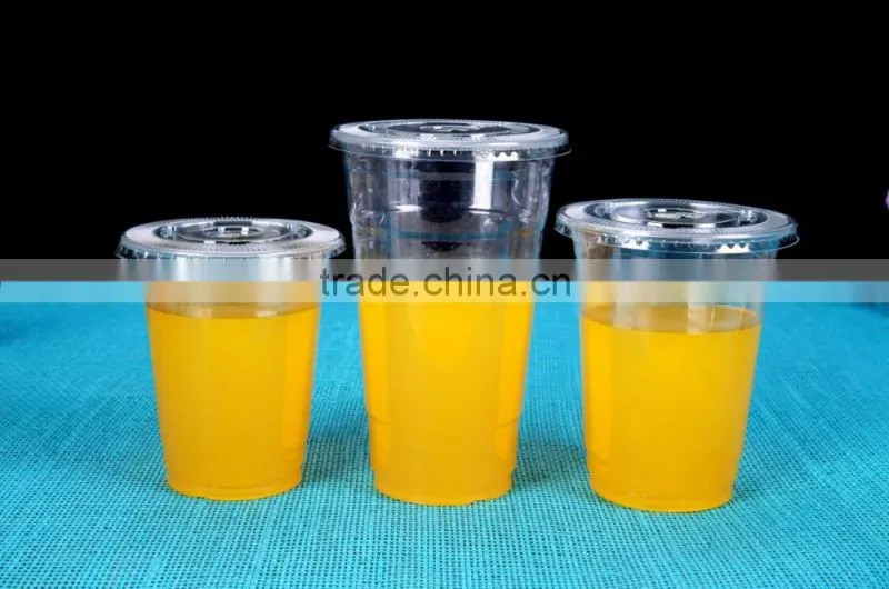 Premium Plastic Clear PET Cups with Flat Lids