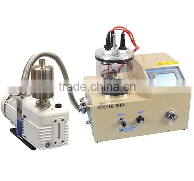 LAIZHOU WEIYI 3 Rotary Target Plasma Sputtering Coater w. Substrate Heater (500 C) Including 3 Targets - VTC-16-3HD