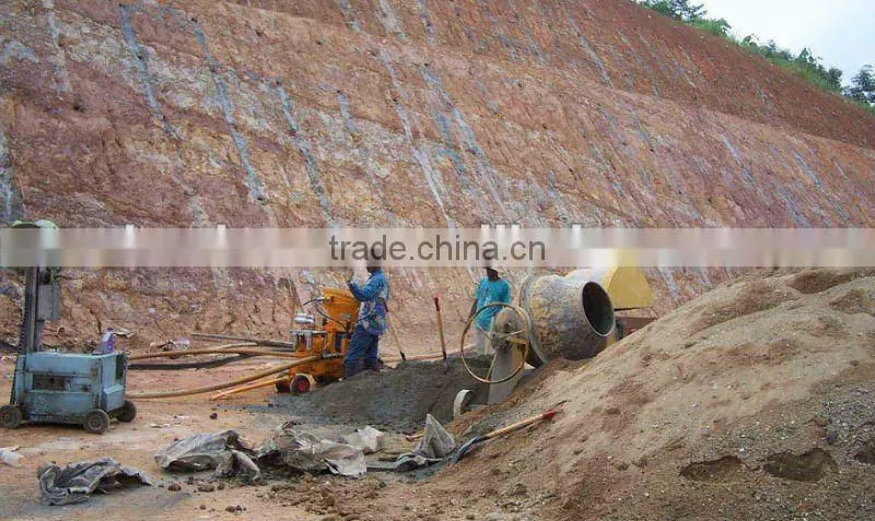 Underground application of concrete spray shotcreter