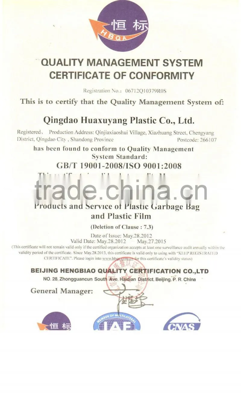 PE Plastic Drawstring Trash garbage bag