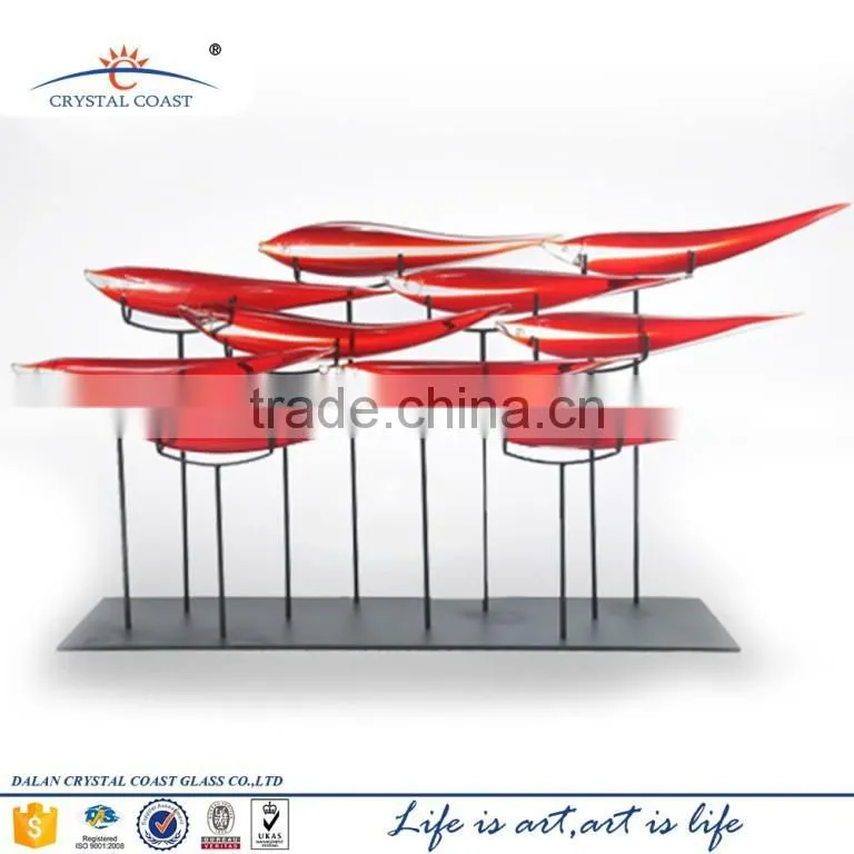 chili red arowana glass show pieces fish for sale with exhibition display stand