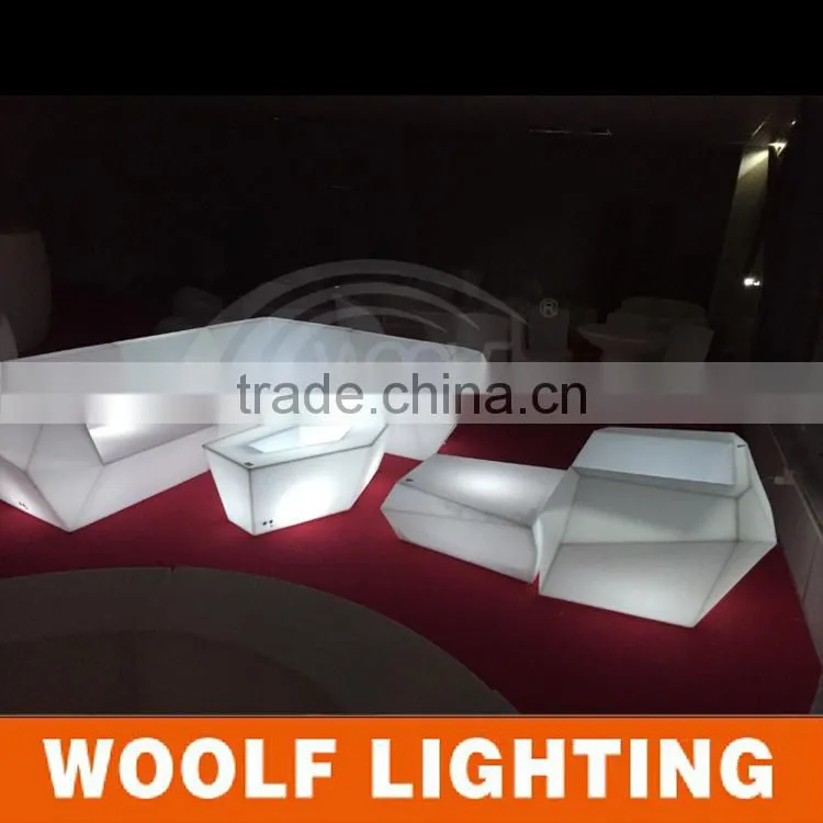 2014 Popular Modern home leisure romote control color changing led Lighting Up Sofa Furniture