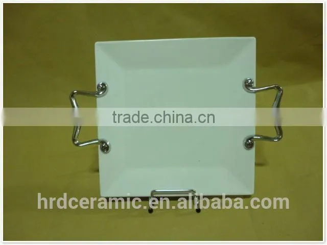 Made in china OEM cheap stock ceramic dinner plates with handles