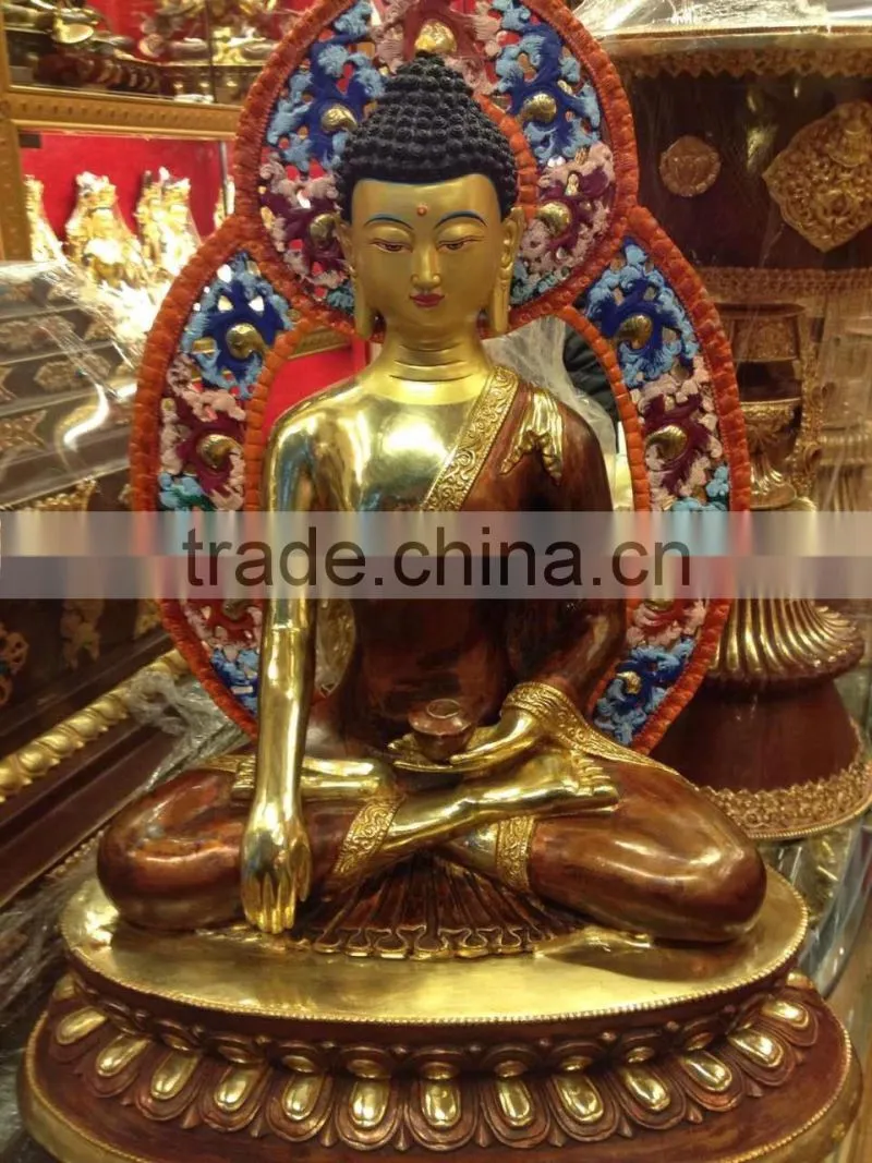 Brass Sitting Buddha Statue on Elephant Statue