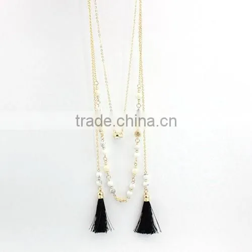 Latest design fashion 18k gold color gemstone necklace