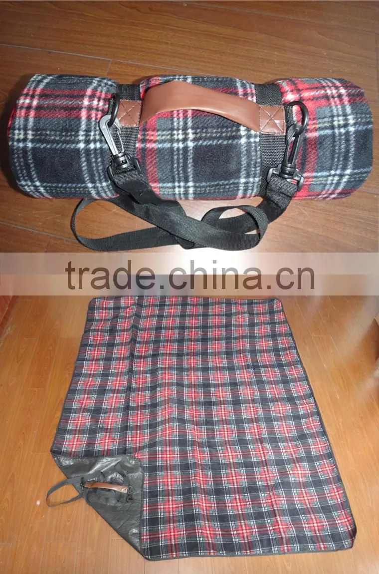 high quality polar fleece picnic blanket, picnic rug with tote