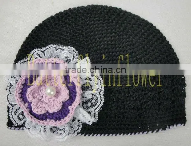 Soft Baby Winter Flower Hats crochet beanie hats with flower no moq
