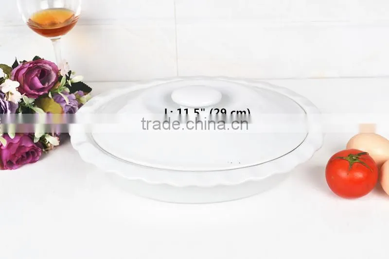 11.5" Oval porcelain baking sheet with lid