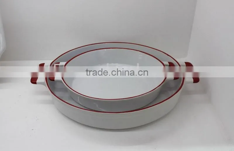 large rectangle tableware bakeware with red rim