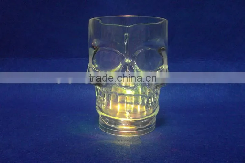 Acrylic Halloween LED light up party decoration skull plastic cup for sale