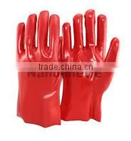 NMSAFETY Red oil proof pvc work glove with knit wrist