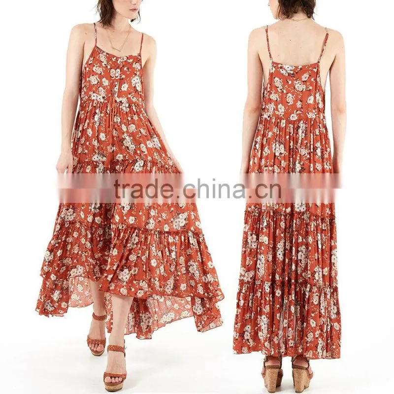 Boho Sleeveless Side Slit Maxi Plus Size Long Embroidered Dress HSd5179