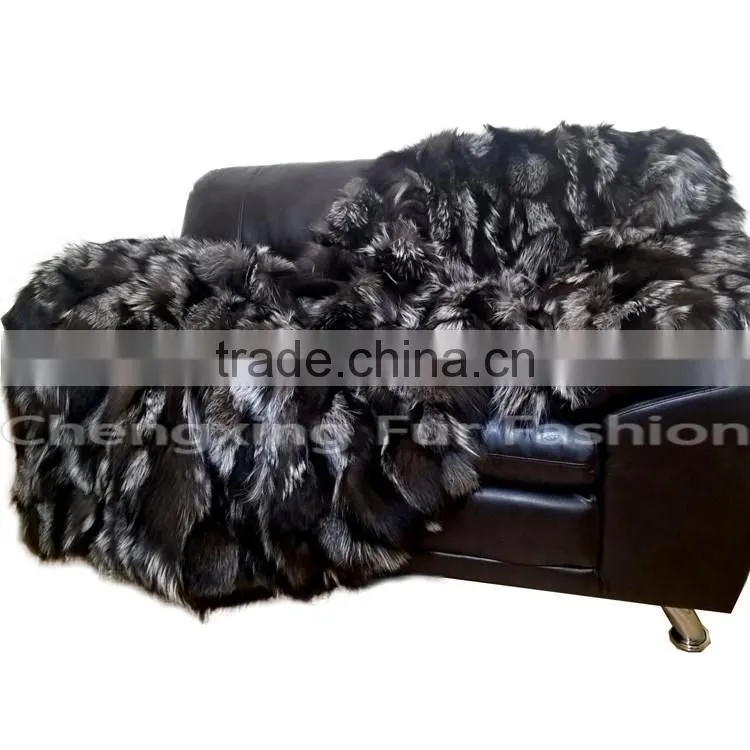 CX-D-85 Patchwork Blanket/Real Fox Fur Blanket/Throw Blankets