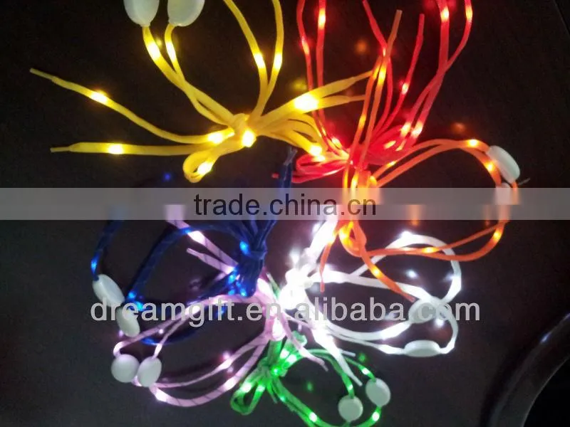 2015 new model real nylon LED shoe laces same as normal shoe lace flashing in the night