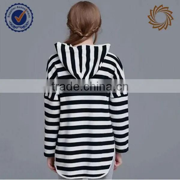 Longline curve hem striped cute hoodies for women