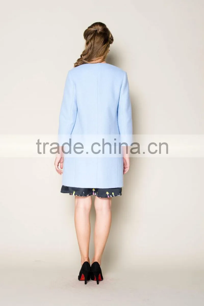 elegant blue butterfly embroidered designed high fashion european style winter coats for girls