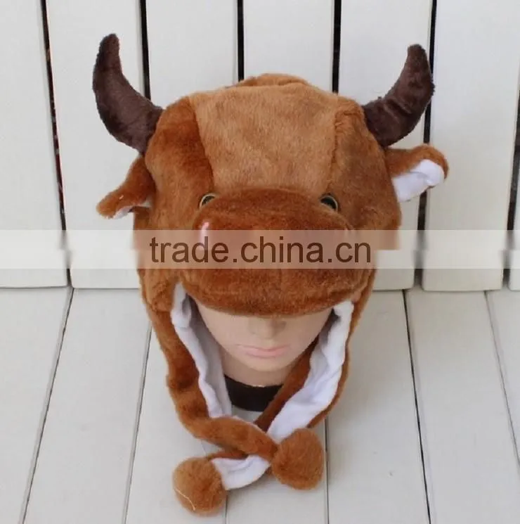 newest style customized soft plush animal hat for winter