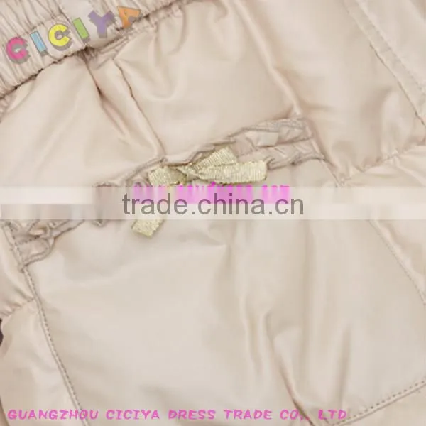 Worm long-designed girl padding coat with waistband