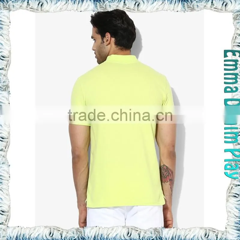 2017 Yellow Mens Contrast Trimming Slit Collar T-shirts