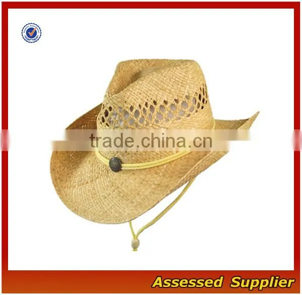 SCB001/ High quality raffia straw cowboy hat