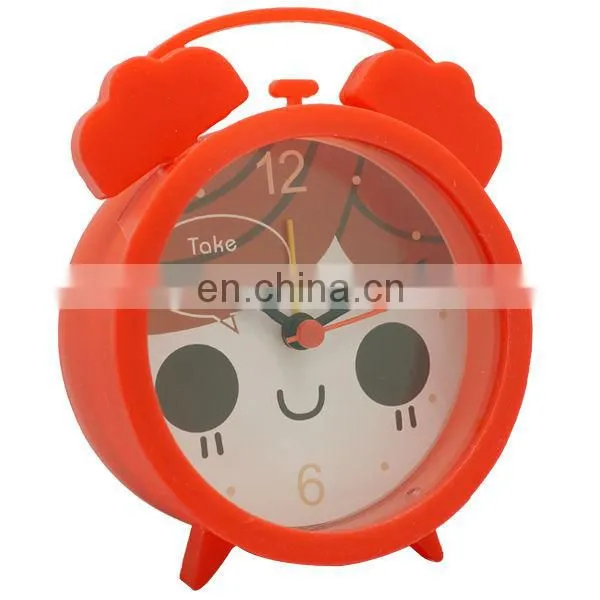 (S1411) twin bell home decoration round unique silicone alarm clock