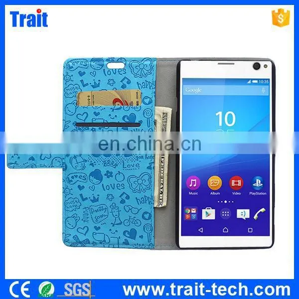 Hot New Products for 2015 Leather Case for Sony Xperia C4,leather case mobile