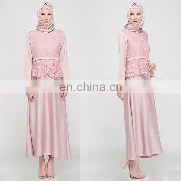 2016 latest design women jubah fashion maxi length peplum waist jubah