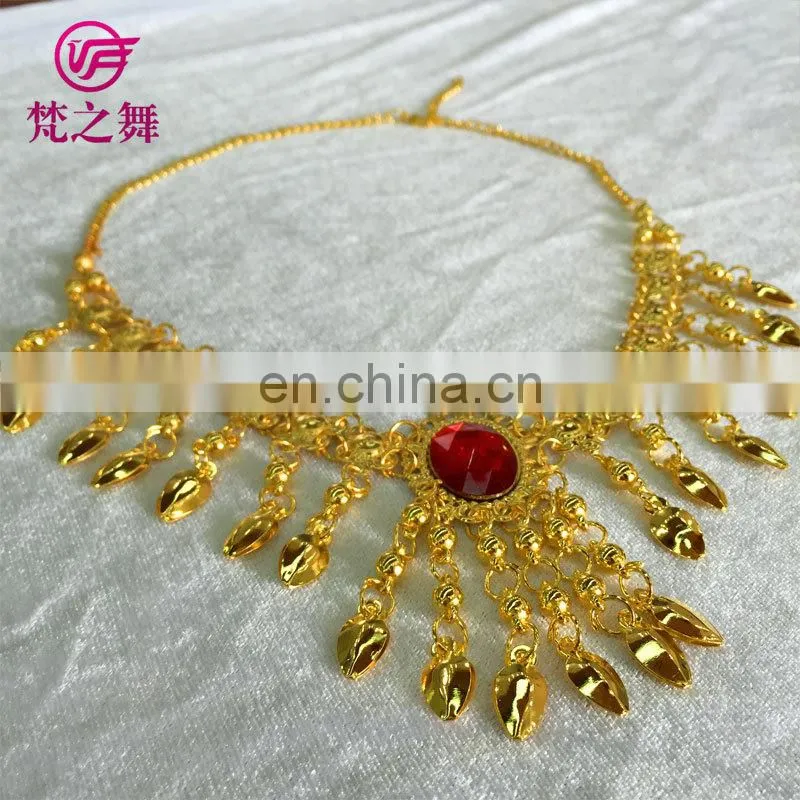 Tribal egyptian rhinestone red and blue Belly dance necklace jewelry accessory P-9004#