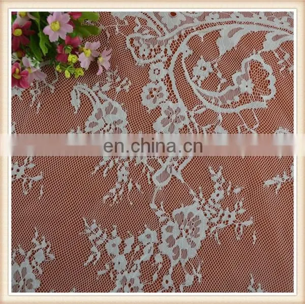 Fancy white flower design bridal lace trim eyelash lace fabric wholesale