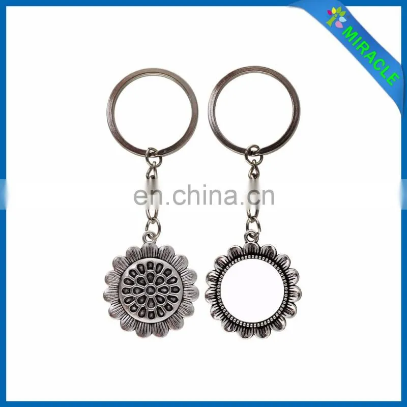 Sublimation Key Shaped roundl Metal Keychain