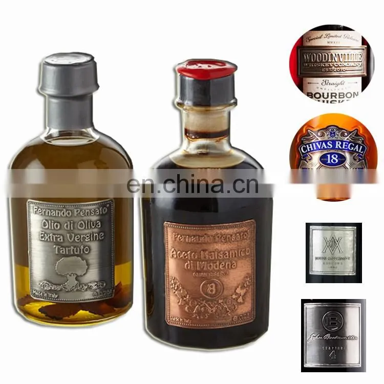 Custom label manufactuer whisky beer metal label