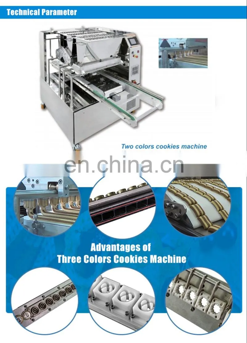 High Capacity Two Colors Biscuit Cookies Machine for Biscuits with Chocolate/ Jam