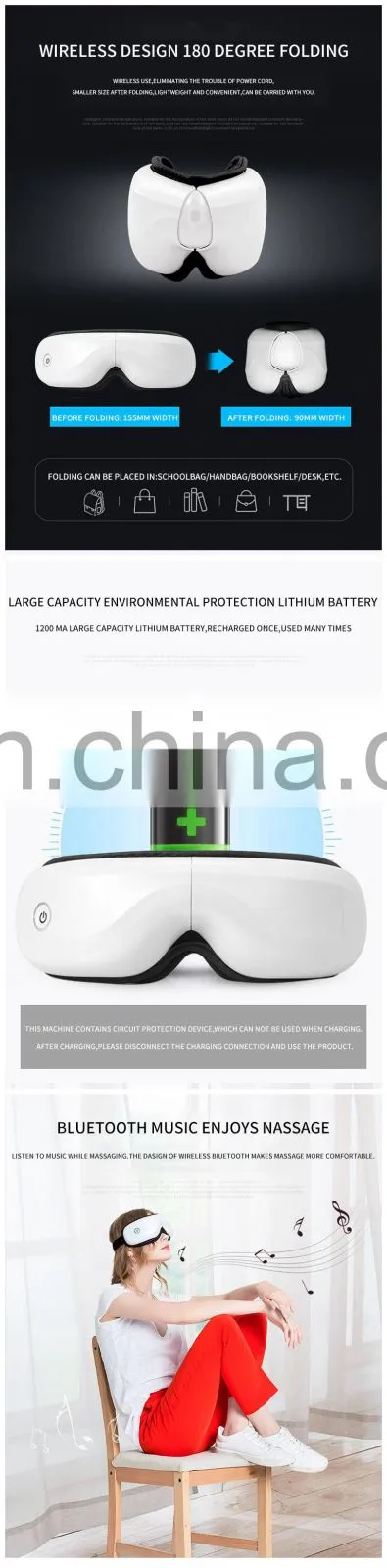 Wireless Bluetooth Electric Rechargeable Vibration Smart Eye Massager Heated