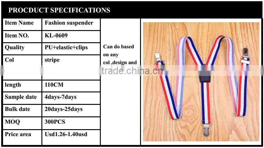 Men striped dress jean /pants suspender
