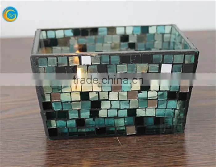 rectangle mosaic glass candle holder glass vase for home decor