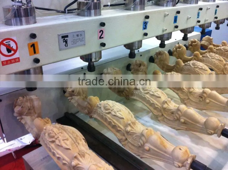 Industrial CNC 3D Engraving Cylinder 4 Axis Wood CNC Router Machine with 8 heads
