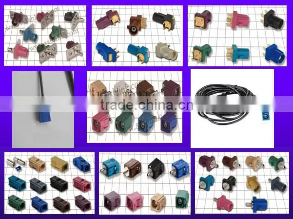 RF coaxial connector cable assembly, FAKRA connector with cables RG174/178/316...