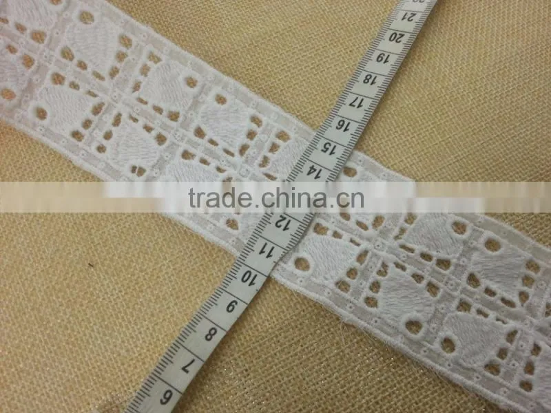 Cotton fabric base emboridery lace for ladies top neckline -- H1660