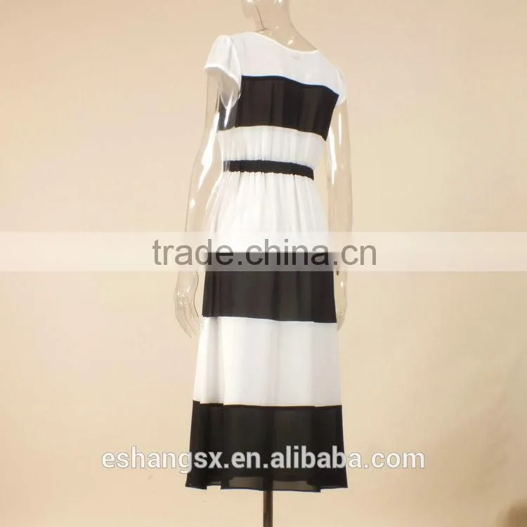 Ladies chiffon striped summer maxi dresses