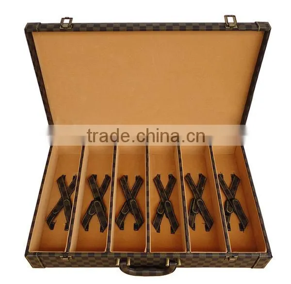 Factory Hot Sell Handmade Leather wine bottle holder hardware for 6 wines