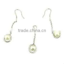 Pearl dangle earrings pearl jewelry set 925 sterling sliver rhodium plating