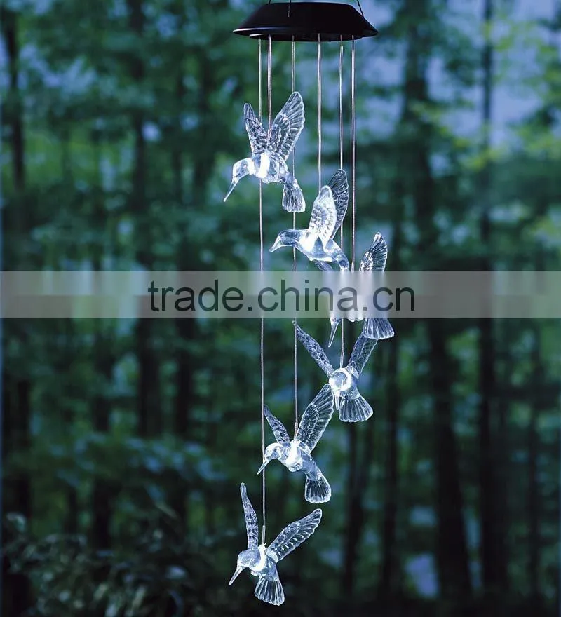 dragonfly decorative led solar color changing acrylic wind chime