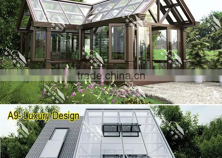 Luxurious triangle roof aluminum alloy sun room/glass house/greenhouse more change