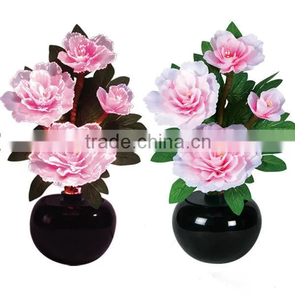 Best sale style -Pink Penoy with LED Color changing fiber optic flowers/Holiday flowers with CE