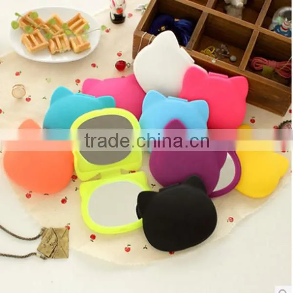 2014 cheap novelty pocket make-up silicone mirror for promotional gift