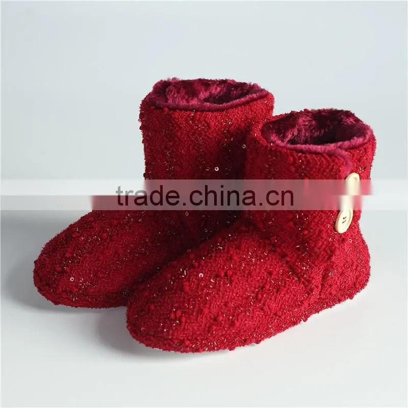 Ladies slipper boots with button